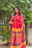Red Eri & Mulberry Silk Handwoven Saree