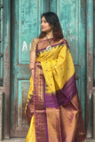 Yellow & Purple Sico Gadwal Saree
