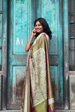 Green Printed Handloom Silk Saree