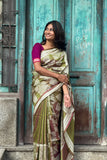 Green Printed Handloom Silk Saree