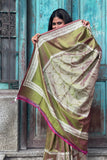 Green Printed Handloom Silk Saree