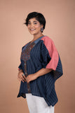 Short Cotton Kaftan – Blue Handloom Elegance | Comfortable & Stylish