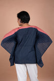 Short Cotton Kaftan – Blue Handloom Elegance | Comfortable & Stylish