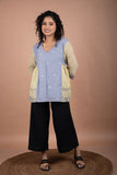 Grey & Green Cotton Jamdani Top