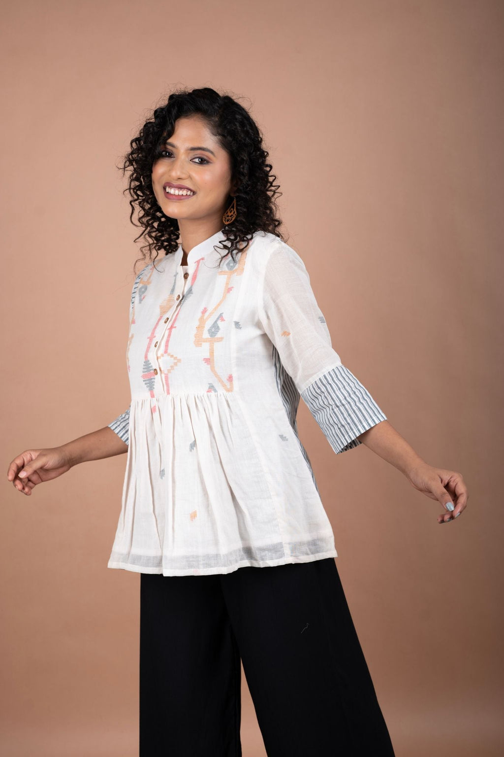 Off White Cotton Jamdani Top
