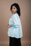 White Block Printed Cotton Top with Bird Motifs
