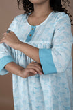 White Block Printed Cotton Top with Bird Motifs