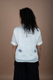 Off-White Cotton Jamdani Shirt – Blue Polka Dots Print