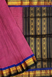 Elegant Cotton Gadwal Handloom Saree – Purple & Black with Zari Accents