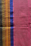 Elegant Cotton Gadwal Handloom Saree – Purple & Black with Zari Accents