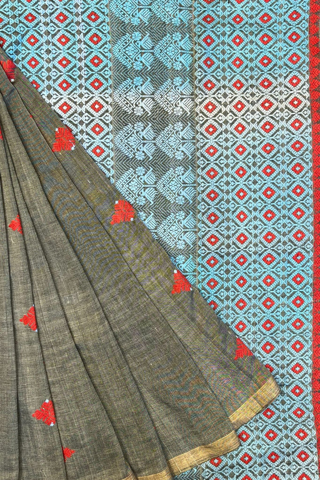 Grey Assam Weaves Cotton & Eri Silk Saree
