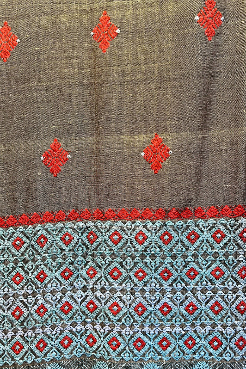 Grey Assam Weaves Cotton & Eri Silk Saree