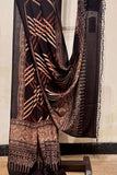 Handloom Ajrakh Cotton Dupatta – Black with Ajrakh Print Borders