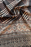 Handloom Ajrakh Cotton Dupatta – Black with Ajrakh Print Borders