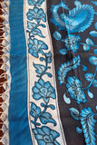 Handwoven Silk Dupatta – Brown Base with Blue Floral Motifs