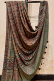 Green & Brown Cotton Ajrakh Dupatta