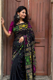 Black Cotton Jamdani Handloom Saree