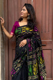 Black Cotton Jamdani Handloom Saree