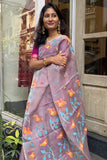 Mauve Muslin Silk Jamdani Saree