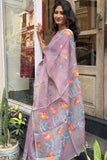 Mauve Muslin Silk Jamdani Saree