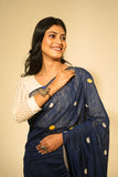 Blue Cotton & Kesa Pat (Raw Silk) Assam Saree