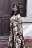 Handwoven Batik Saree in Tussar Silk