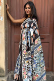 Batik Silk Saree with Multicolour Floral Work
