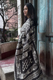 Handwoven Mulberry Silk Batik Saree with Geometric Pallu