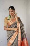 Grey Cotton Silk Saree