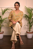 Yellow Floral Handblock Print Cotton Kurti for Women
