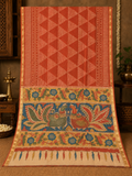 Hand-Painted Kalamkari Chanderi Silk Saree | Peacock & Floral Pallu