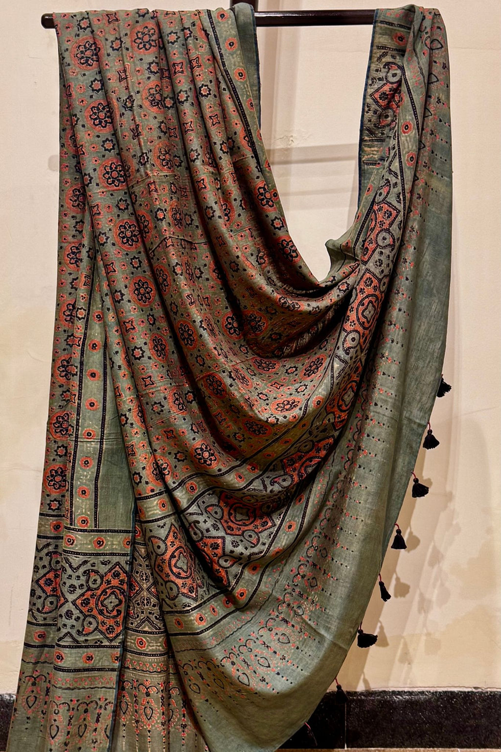 Green & Brown Cotton Ajrakh Dupatta