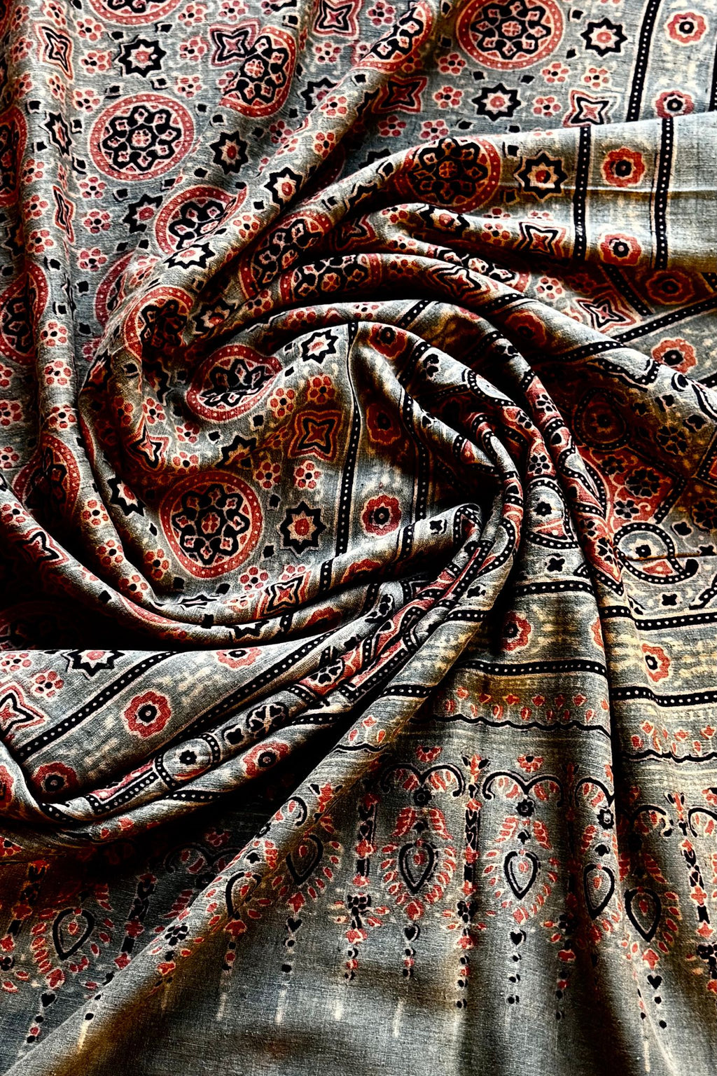 Green & Brown Cotton Ajrakh Dupatta