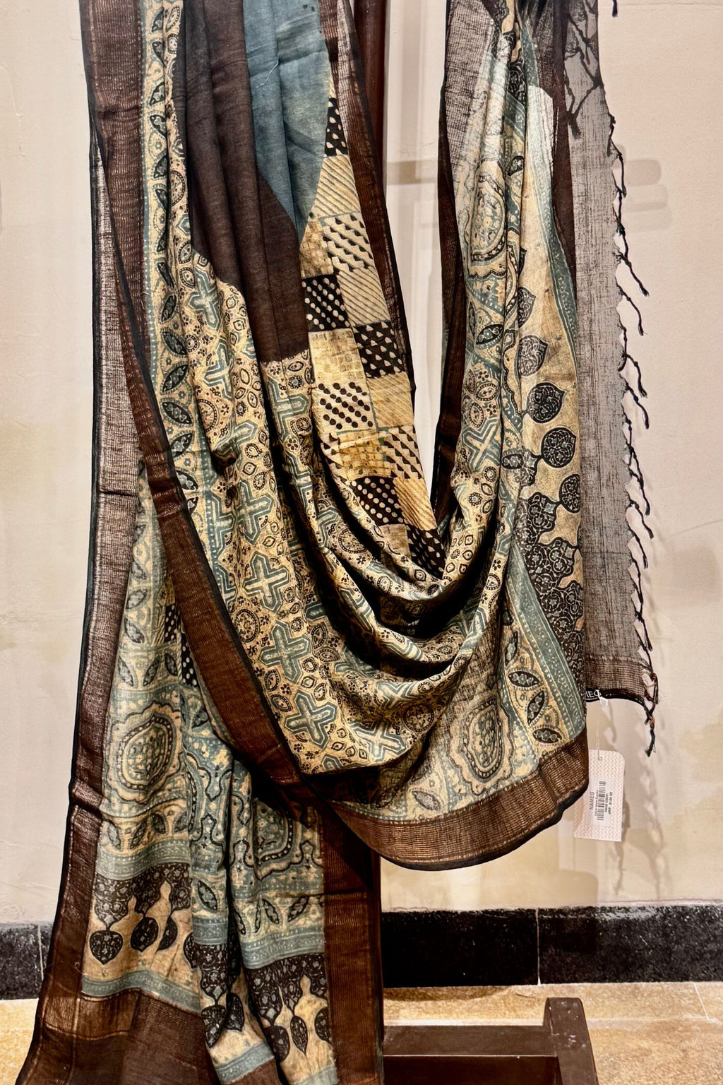 Blue & Black Cotton Ajrakh Dupatta