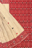 Beige Assam Eri Silk Saree with Red Weaves