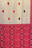 Beige Assam Eri Silk Saree with Red Weaves