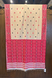 Beige Assam Eri Silk Saree with Red Weaves