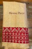 Beige Tussar Silk Assam Saree with Traditional Red Border and Pallu