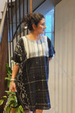 Black Knee Length Jamdani Cotton Dress