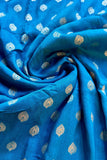 Handwoven Moonga Silk Dupatta – Blue with Zari Work