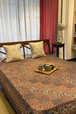 Brown Base Kantha Bed Cover| Hand Embroidered Bedspread