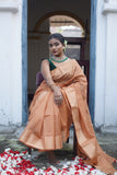 Peach Cotton Silk Saree with Subtle Buta Motifs