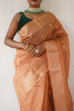 Peach Cotton Silk Saree with Subtle Buta Motifs