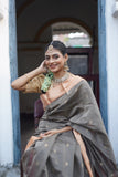 Grey Cotton Silk Saree
