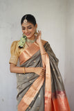 Grey Cotton Silk Saree