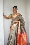 Grey Cotton Silk Saree