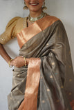 Grey Cotton Silk Saree