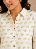 Block Printed Cotton Tortoise Shirt-Style Top