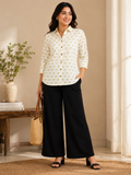 Block Printed Cotton Tortoise Shirt-Style Top