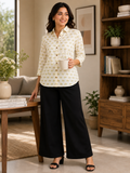 Block Printed Cotton Tortoise Shirt-Style Top